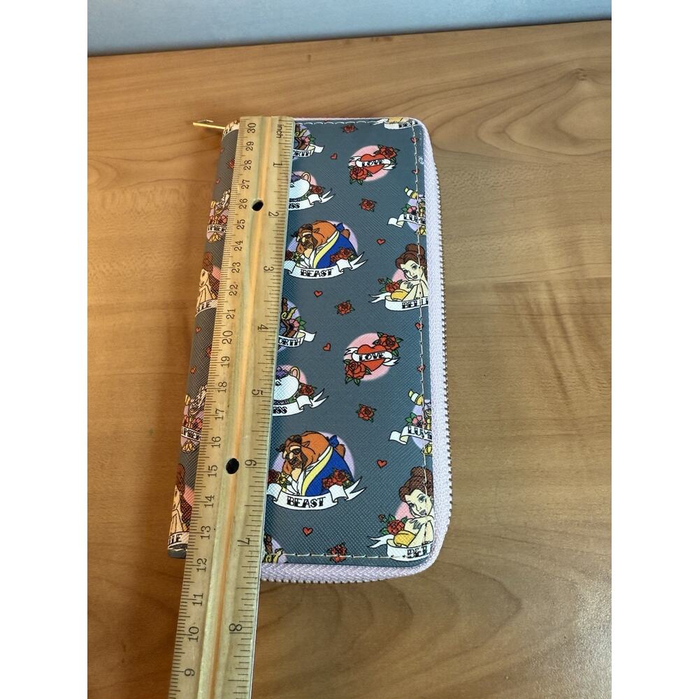 Disney Beauty And The Beast Zip Around Clutch Tattoo Style Print 8x4” - Picture 6 of 7